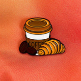 Coffee & Croissant Enamel Pin Badge | Pincredible