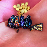 Cats on a Broom Enamel Pin Badge | Pincredible