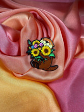 Flower Bouquet Otter Enamel Pin Badge | Pincredible