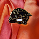 Black Racing Helmet Enamel Pin Badge | Pincredible