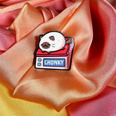 Chonky Cat on Scales Enamel Pin Badge | Pincredible