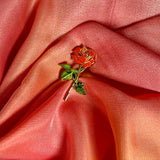 Red Rose Enamel Pin Badge | Long Stem Rose Lapel Pin | Pincredibles
