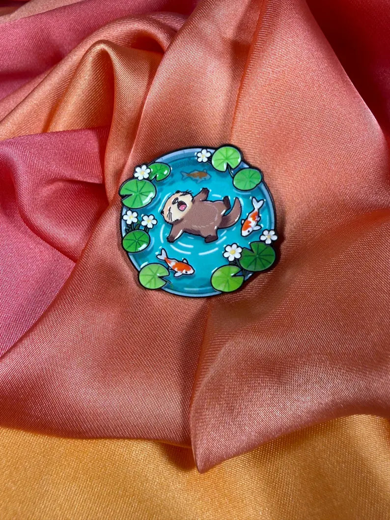 Otter Koi Pond Enamel Pin Badge | Pincredible