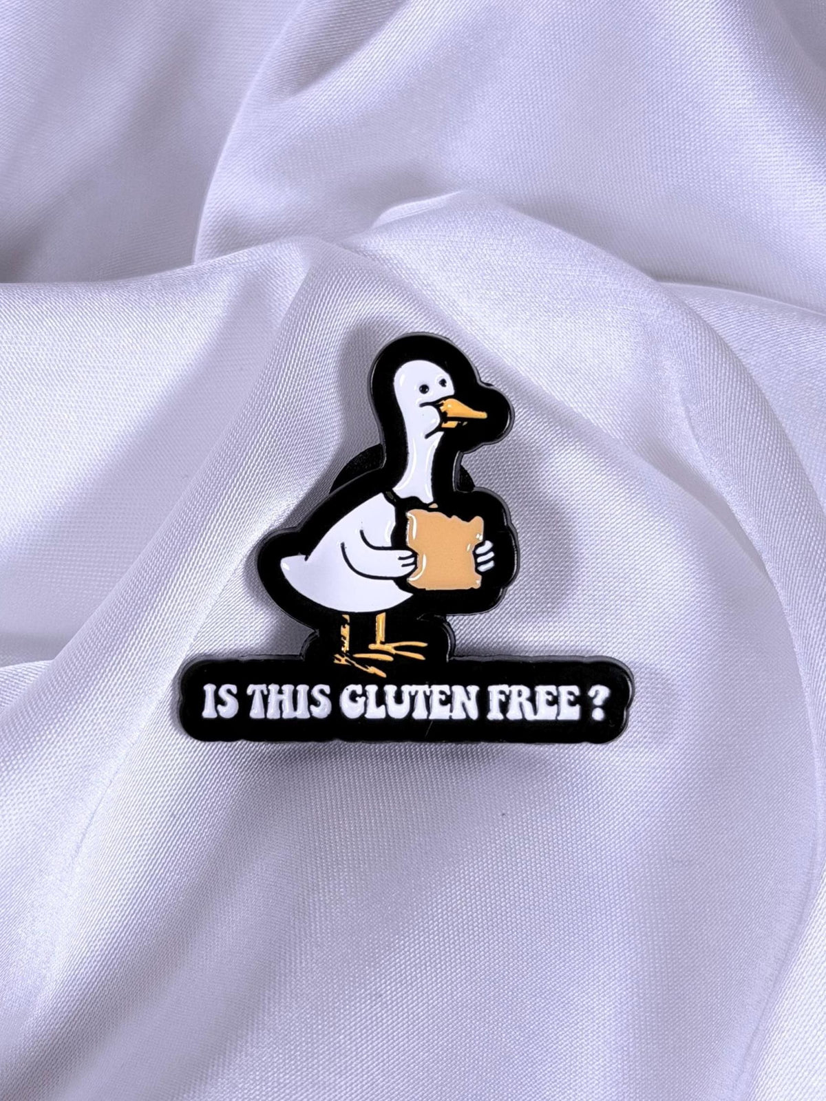 Is This Gluten Free? | Funny Duck Enamel Pin Badge