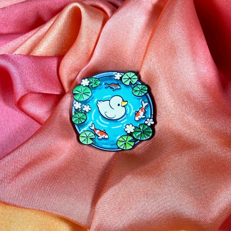 Duck Koi Pond Enamel Pin Badge | Pincredible