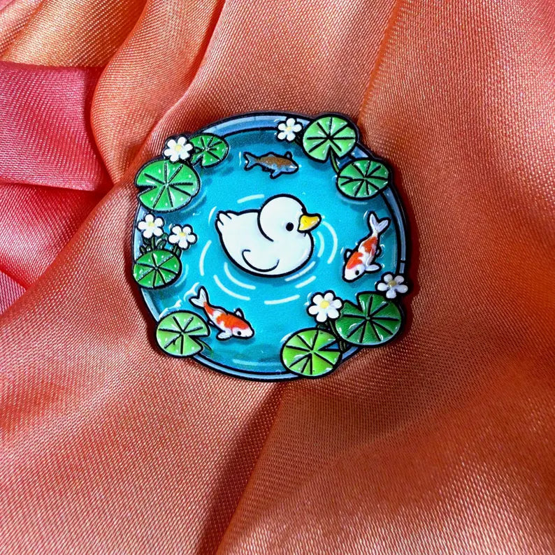 Duck Koi Pond Enamel Pin Badge | Pincredible
