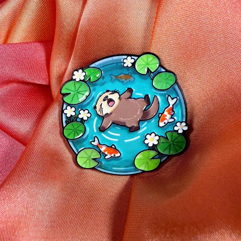 Otter Koi Pond Enamel Pin Badge | Pincredible