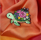 Floral Turtle Planet Enamel Pin Badge | Pincredible