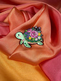 Floral Turtle Planet Enamel Pin Badge | Pincredible