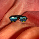 Mountain Aviator Sunglasses Enamel Pin Badge | Beach Mountain Scene Lapel Pin | Pincredibles