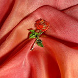 Red Rose Enamel Pin Badge | Long Stem Rose Lapel Pin | Pincredibles