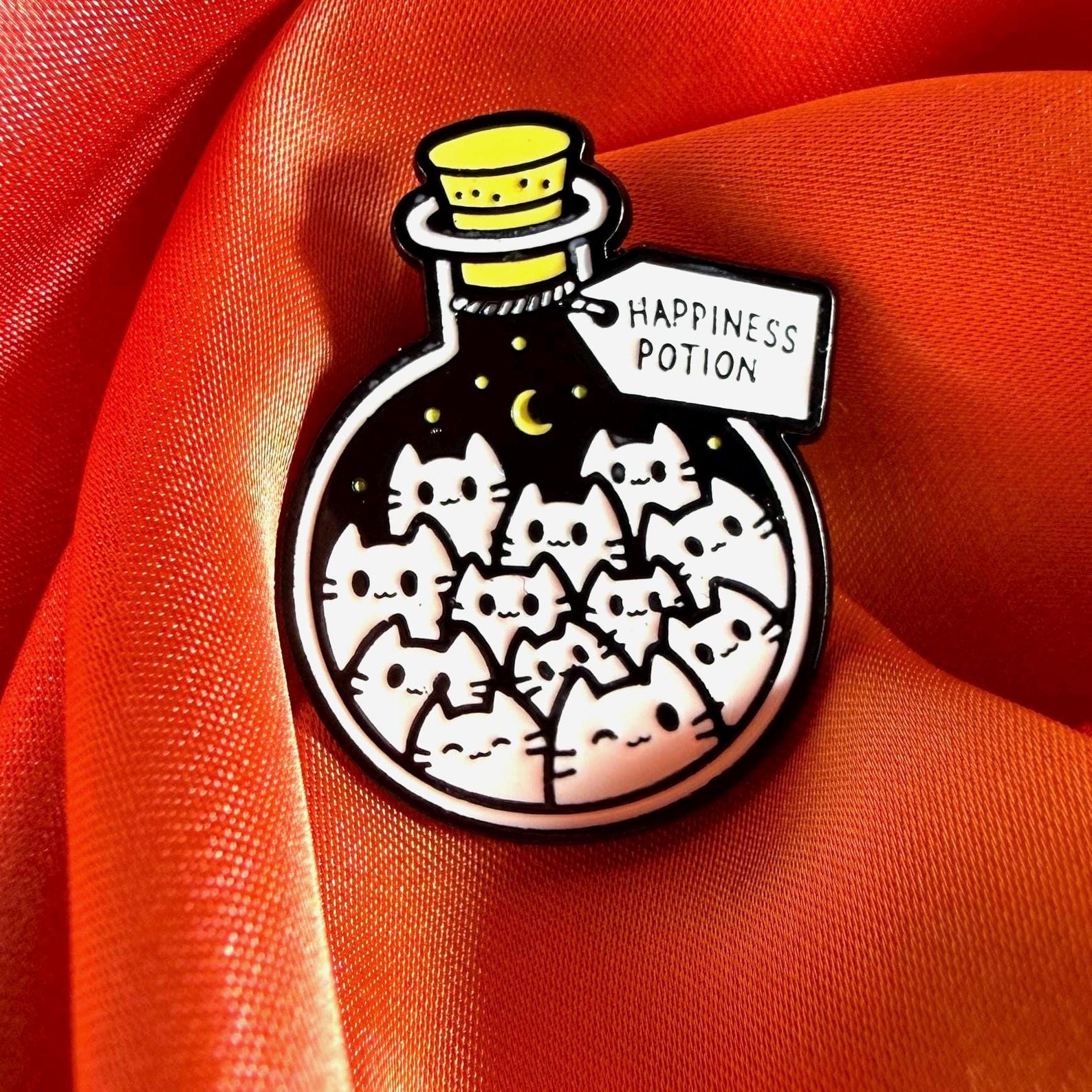Happiness Potion Cat Enamel Pin Badge | Pincredible