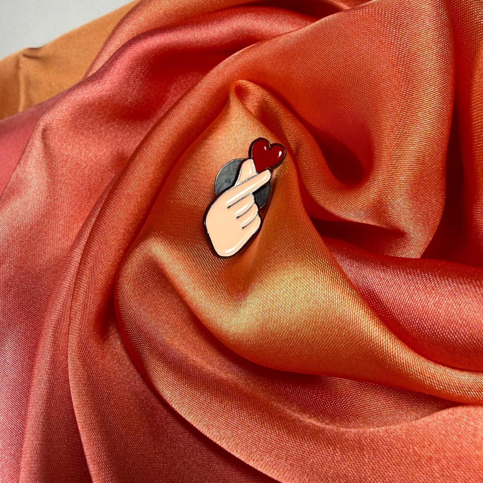 Finger Heart Love Valentines Enamel Pin Badge | Pincredible