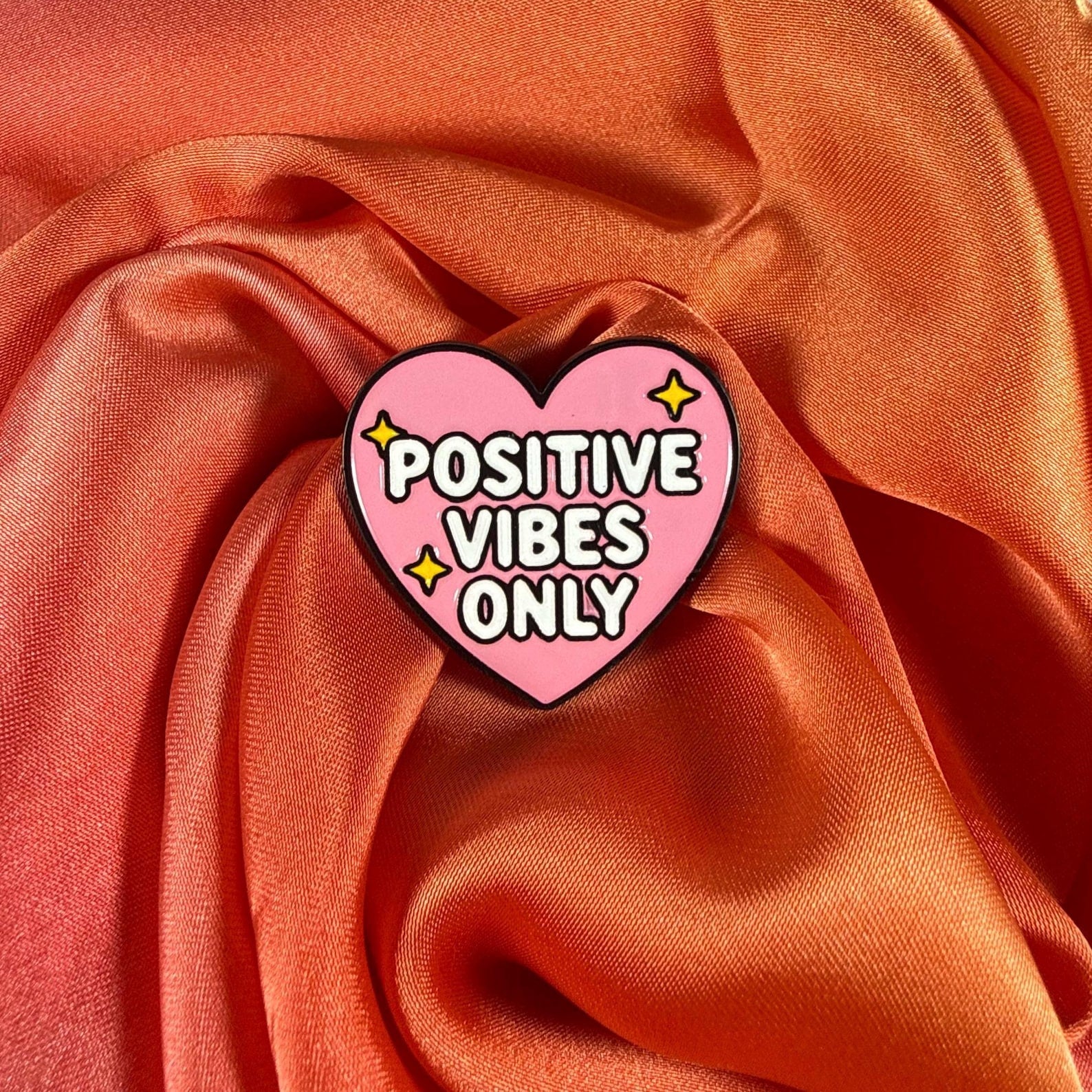 Positive Vibes Only Heart Enamel Pin Badge | Pincredible