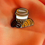 Coffee & Croissant Enamel Pin Badge | Pincredible