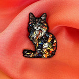 Stained Glass Cat Enamel Pin Badge | Pincredible Metal
