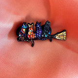 Cats on a Broom Enamel Pin Badge | Pincredible