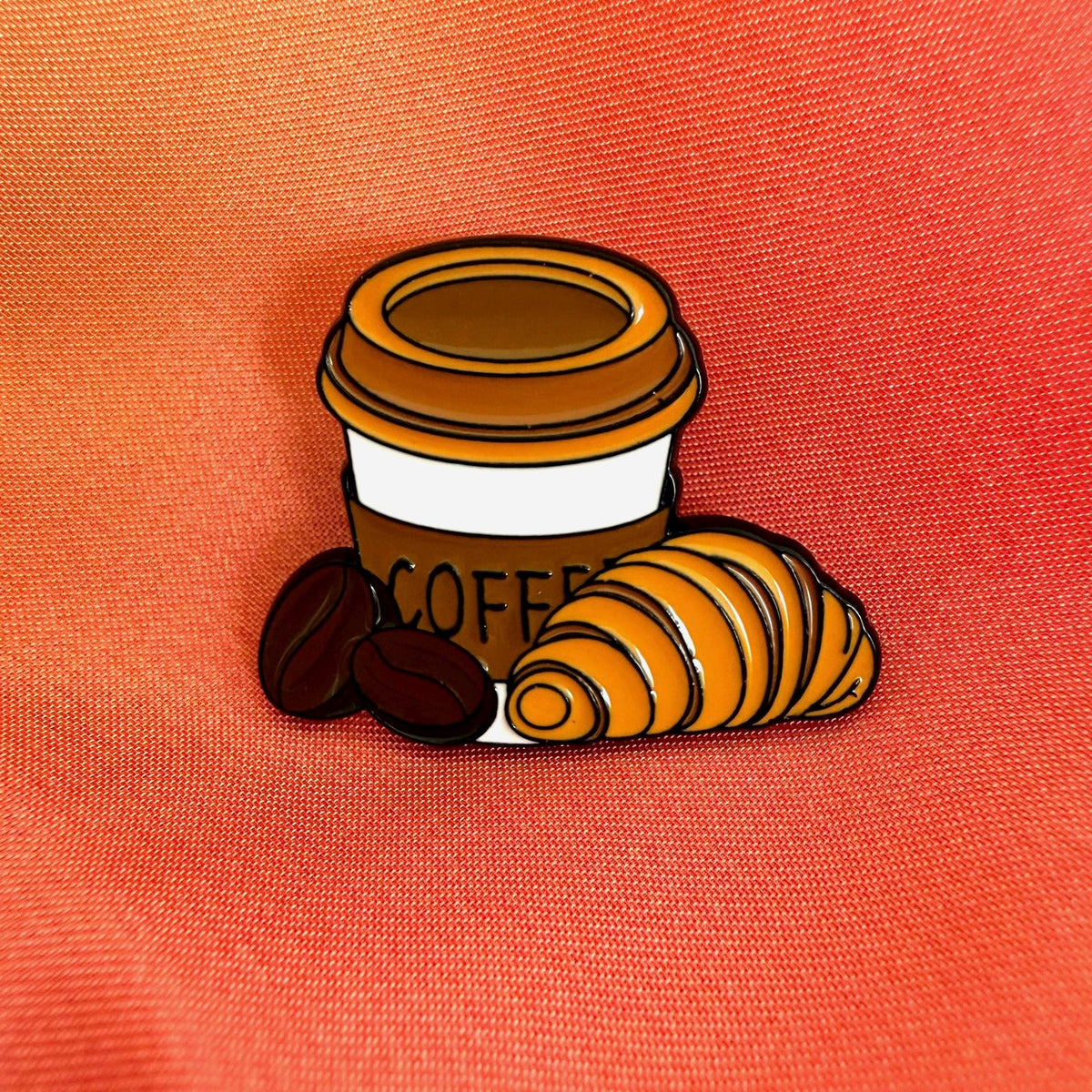 Coffee & Croissant Enamel Pin Badge | Pincredible