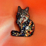 Stained Glass Cat Enamel Pin Badge | Pincredible Metal