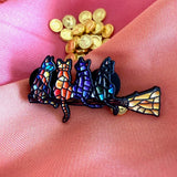 Cats on a Broom Enamel Pin Badge | Pincredible