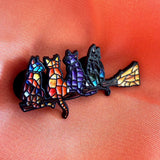 Cats on a Broom Enamel Pin Badge | Pincredible