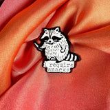 I Require Snacks Raccoon Enamel Pin Badge | Pincredible