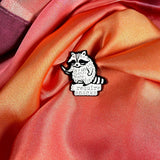 I Require Snacks Raccoon Enamel Pin Badge | Pincredible