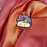 Sleeping Floral Hedgehog Enamel Pin Badge | Pincredible