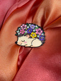 Sleeping Floral Hedgehog Enamel Pin Badge | Pincredible