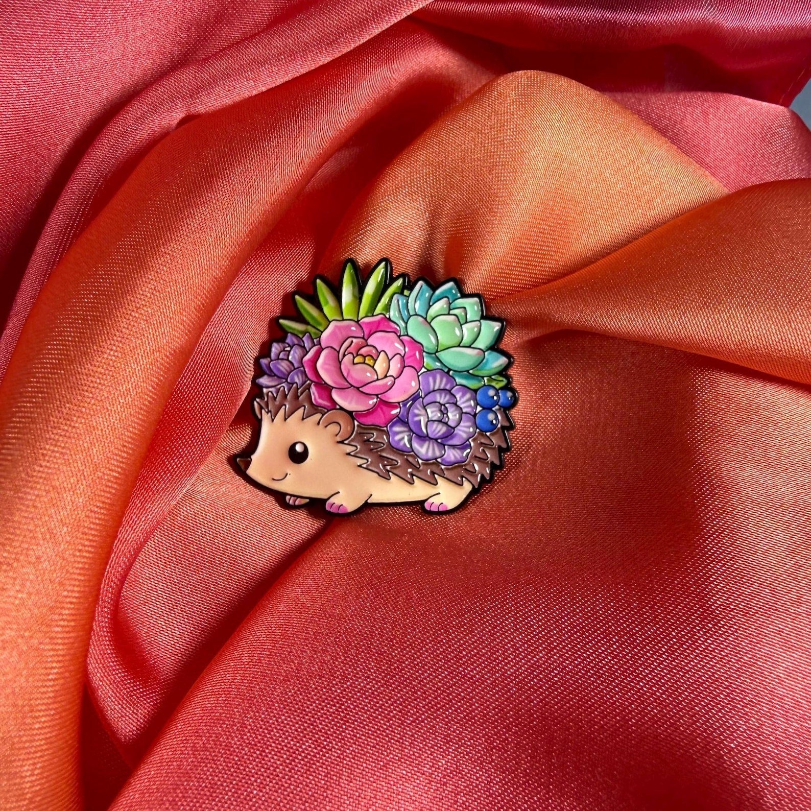Floral Hedgehog Kawaii Enamel Pin Badge | Pincredible