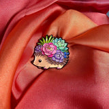 Floral Hedgehog Kawaii Enamel Pin Badge | Pincredible