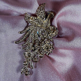 Peacock Brooch Pin with Flowers