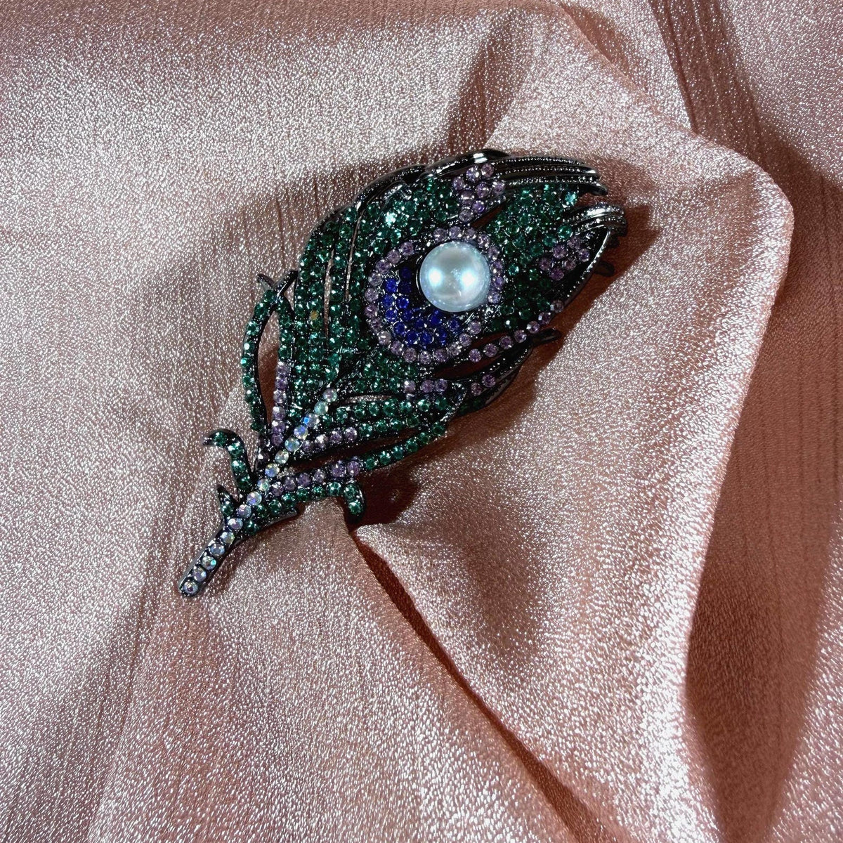 Peacock Feather Brooch Pin