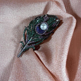 Peacock Feather Brooch Pin