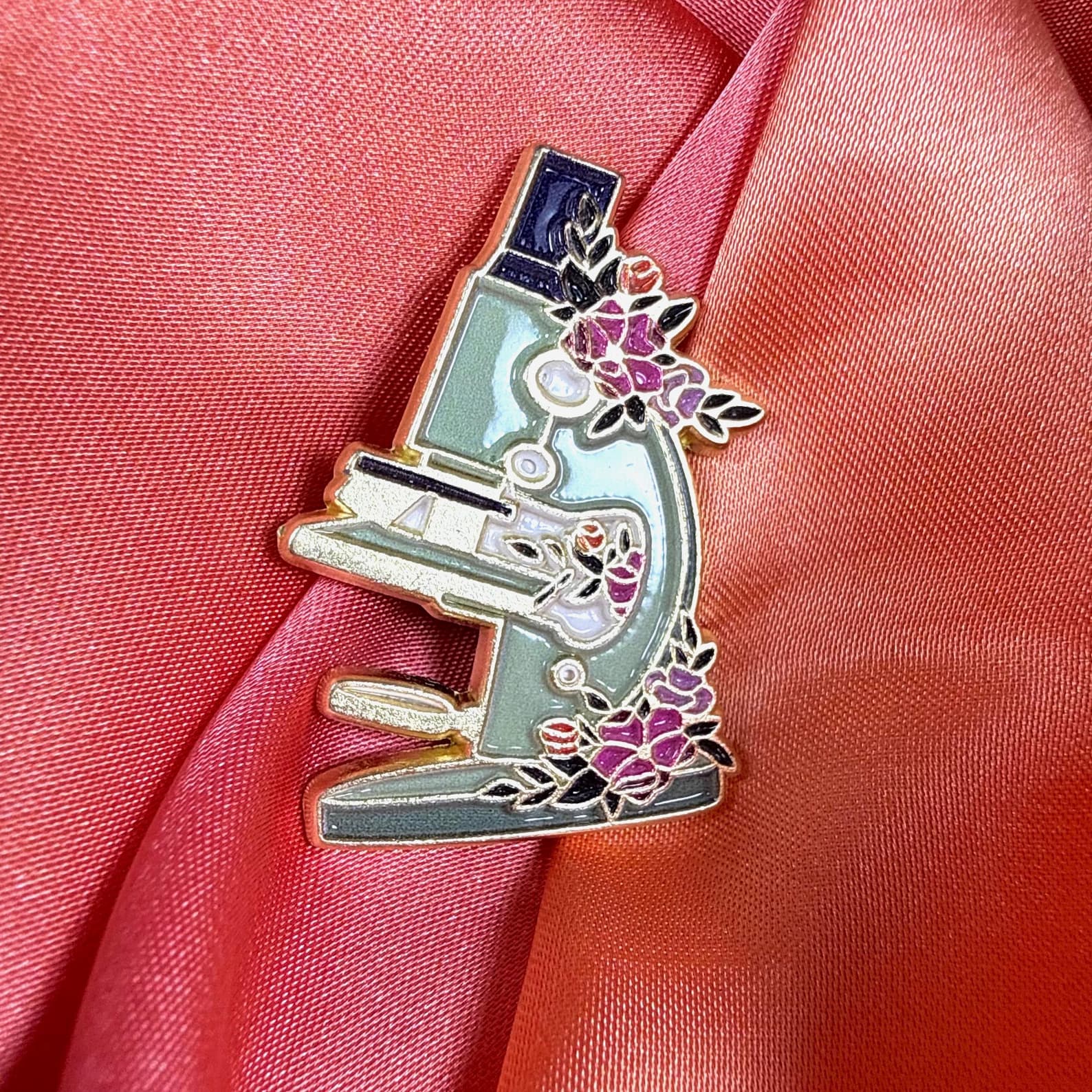 Floral Microscope Enamel Pin Badge | Pincredible