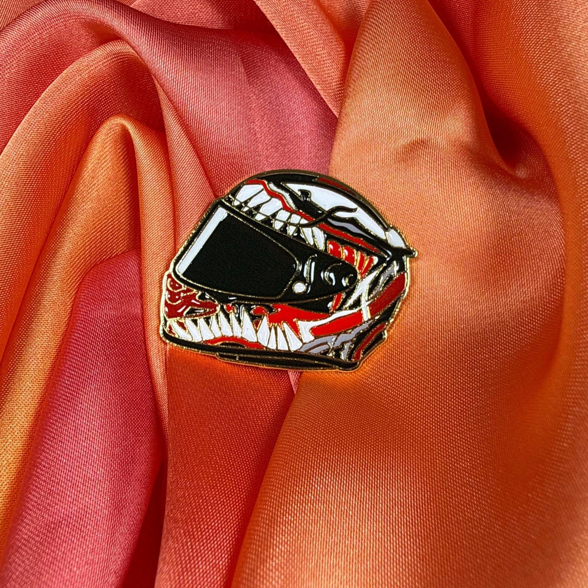 Shark Bite Racing Helmet Enamel Pin Badge | Pincredible