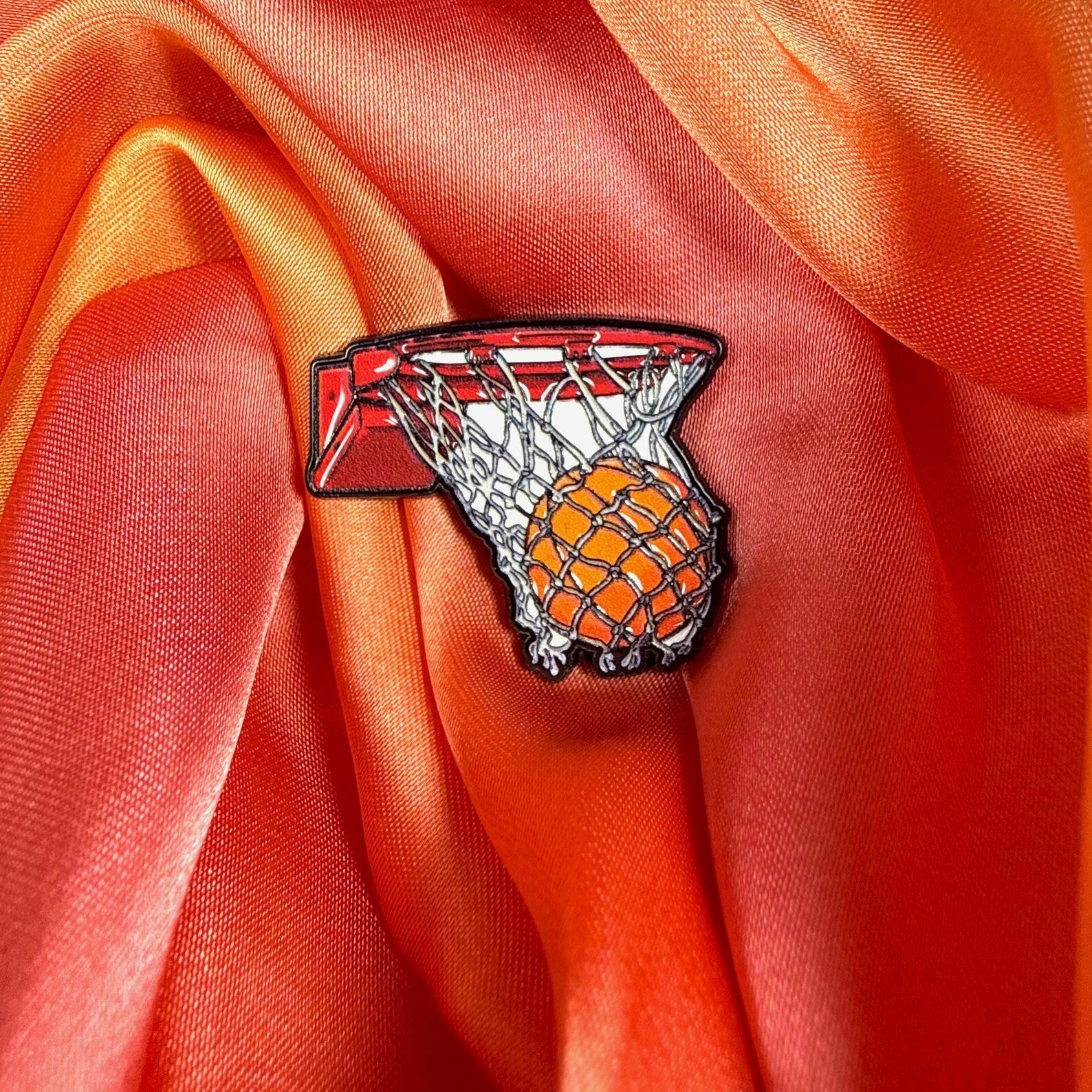 Basketball Hoop Swish Enamel Pin Badge | Pincredible
