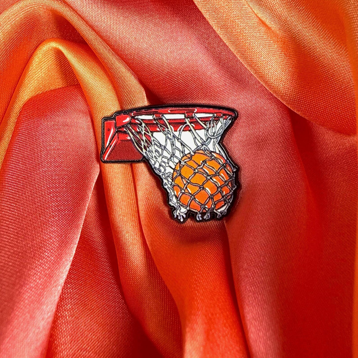 Basketball Hoop Swish Enamel Pin Badge | Pincredible