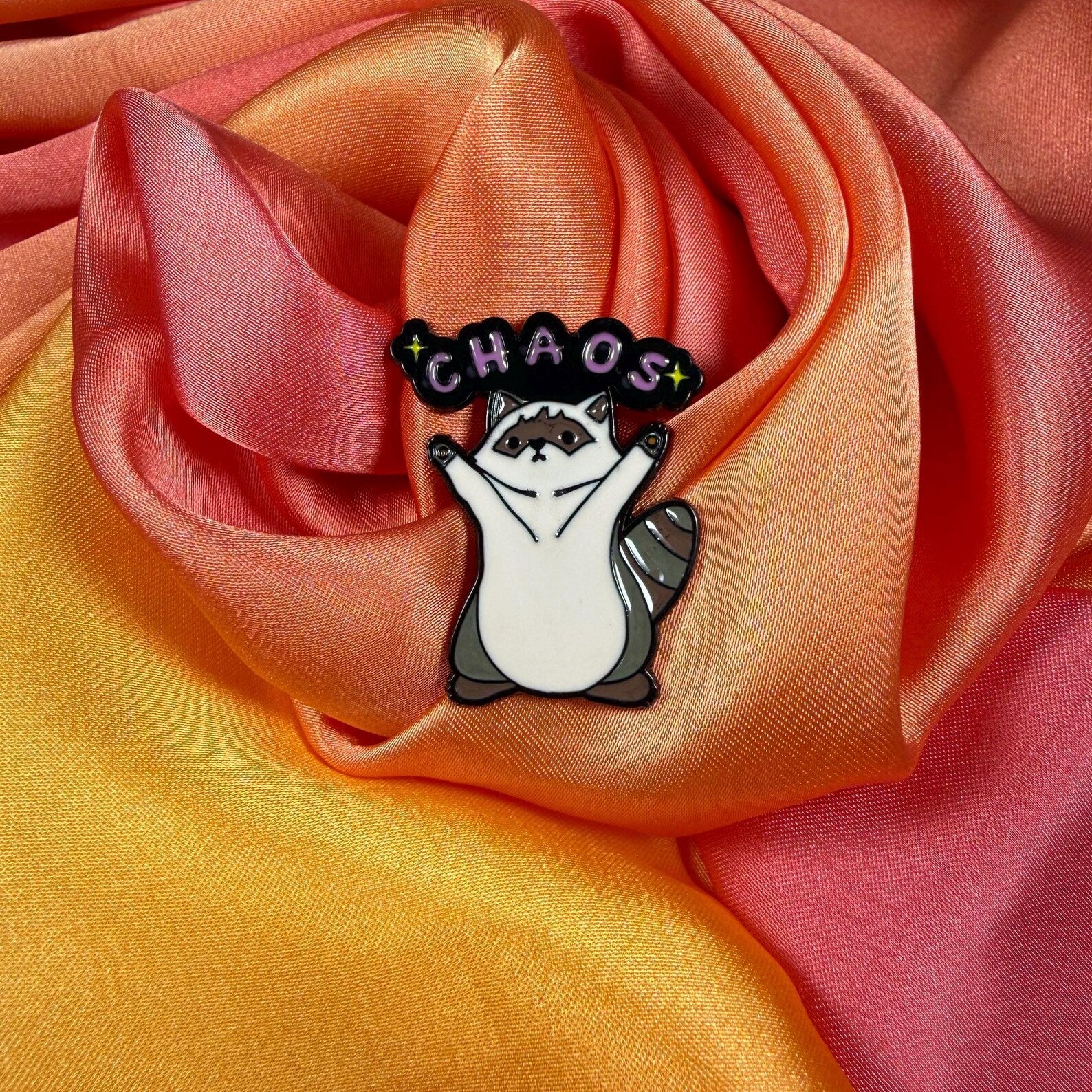 Chaos Raccoon Enamel Pin Badge | Pincredible