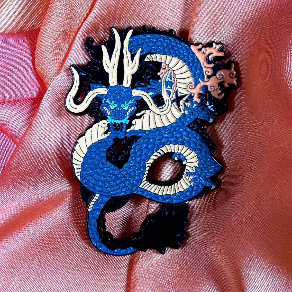 Blue Oriental Dragon Enamel Pin Badge | Pincredible