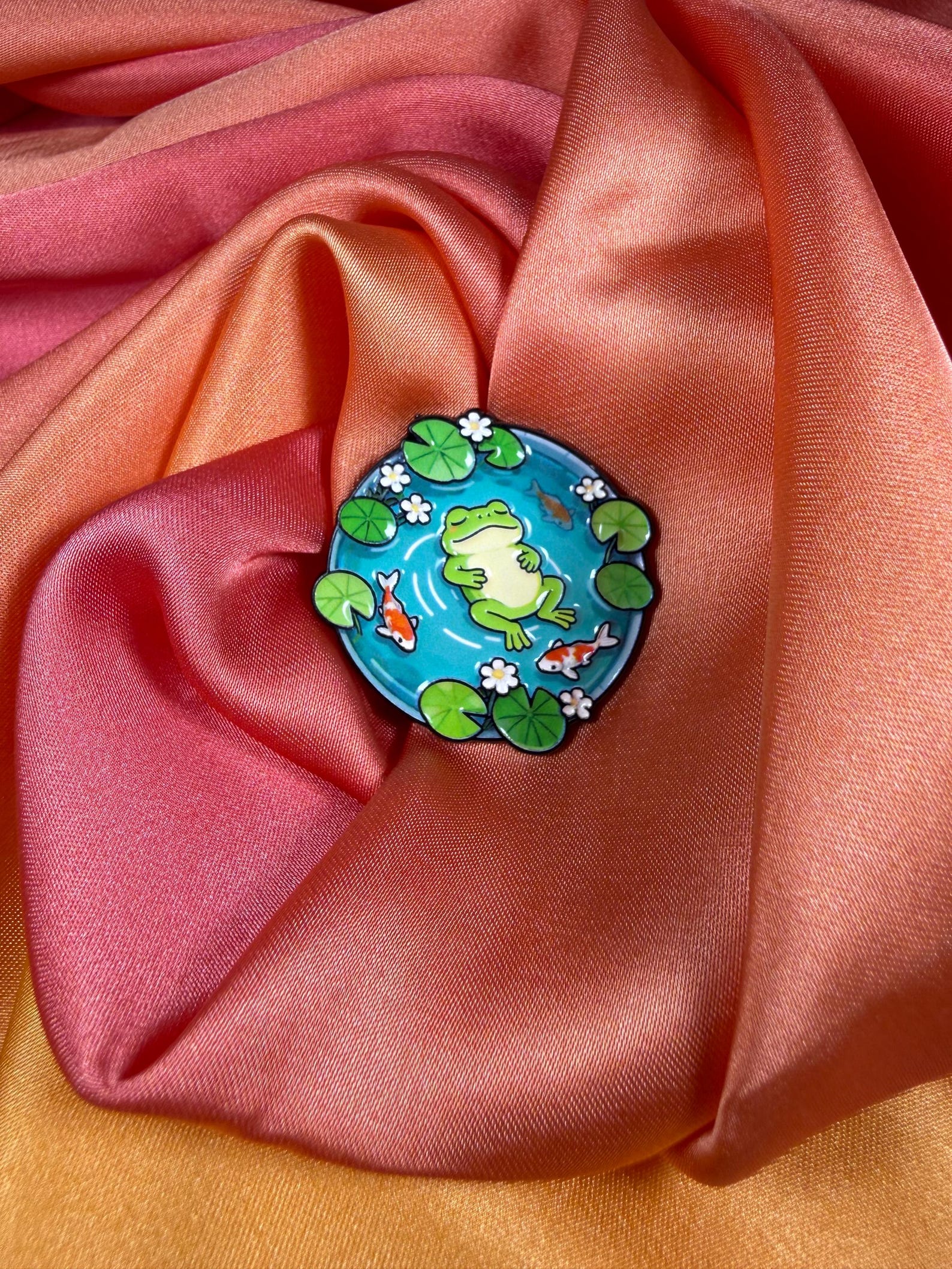Frog Koi Pond Enamel Pin Badge | Pincredible