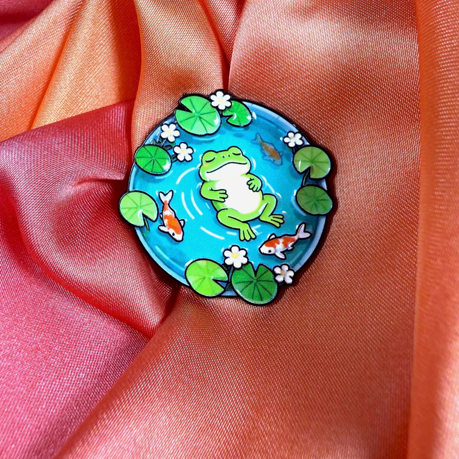 Frog Koi Pond Enamel Pin Badge | Pincredible