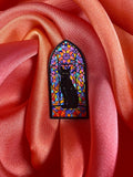 Stained Glass Gothic Cat Enamel Pin Badge | Pincredible