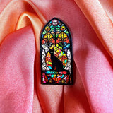 Stained Glass Gothic Cat Enamel Pin Badge | Pincredible