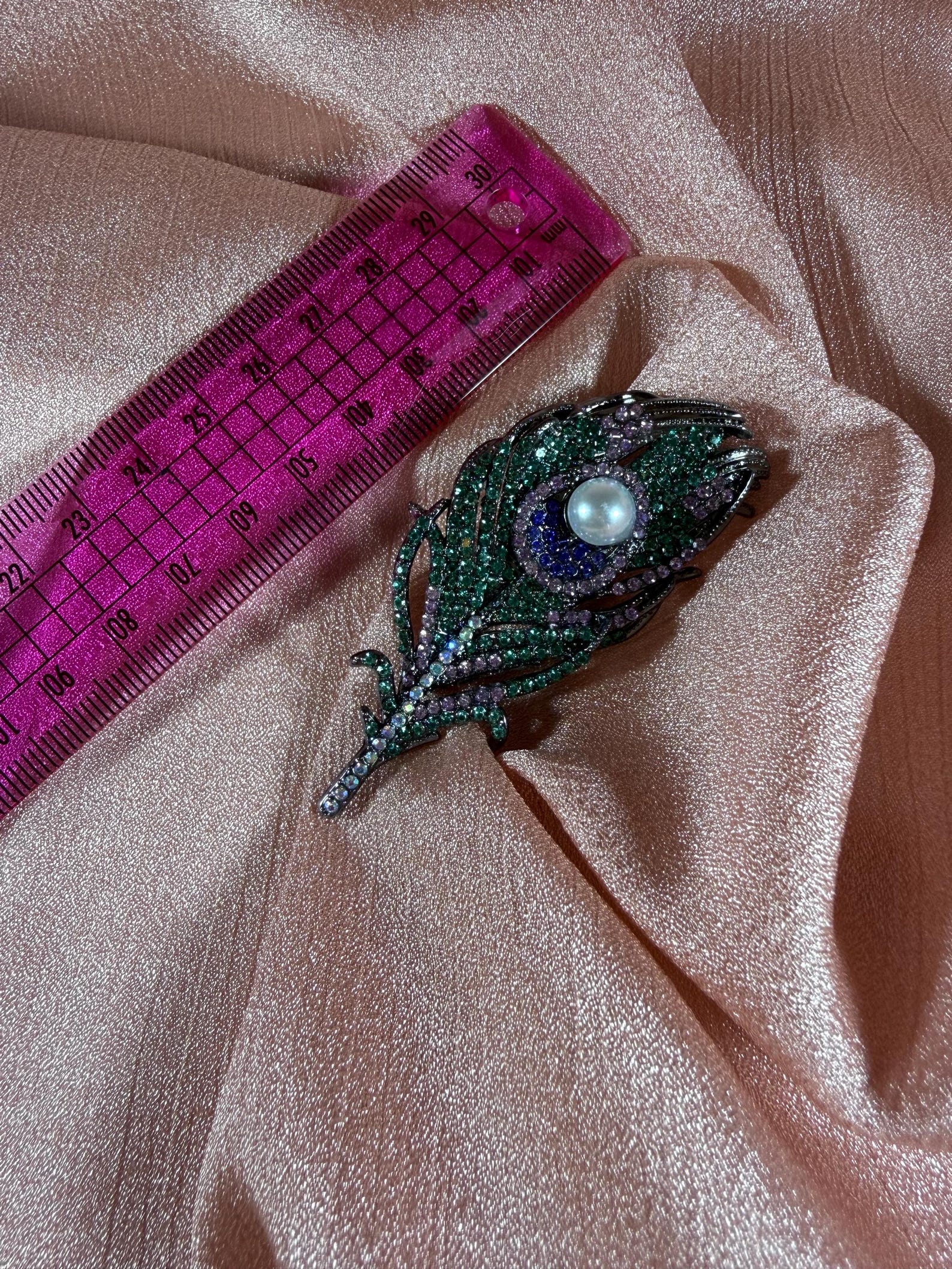 Peacock Feather Brooch Pin
