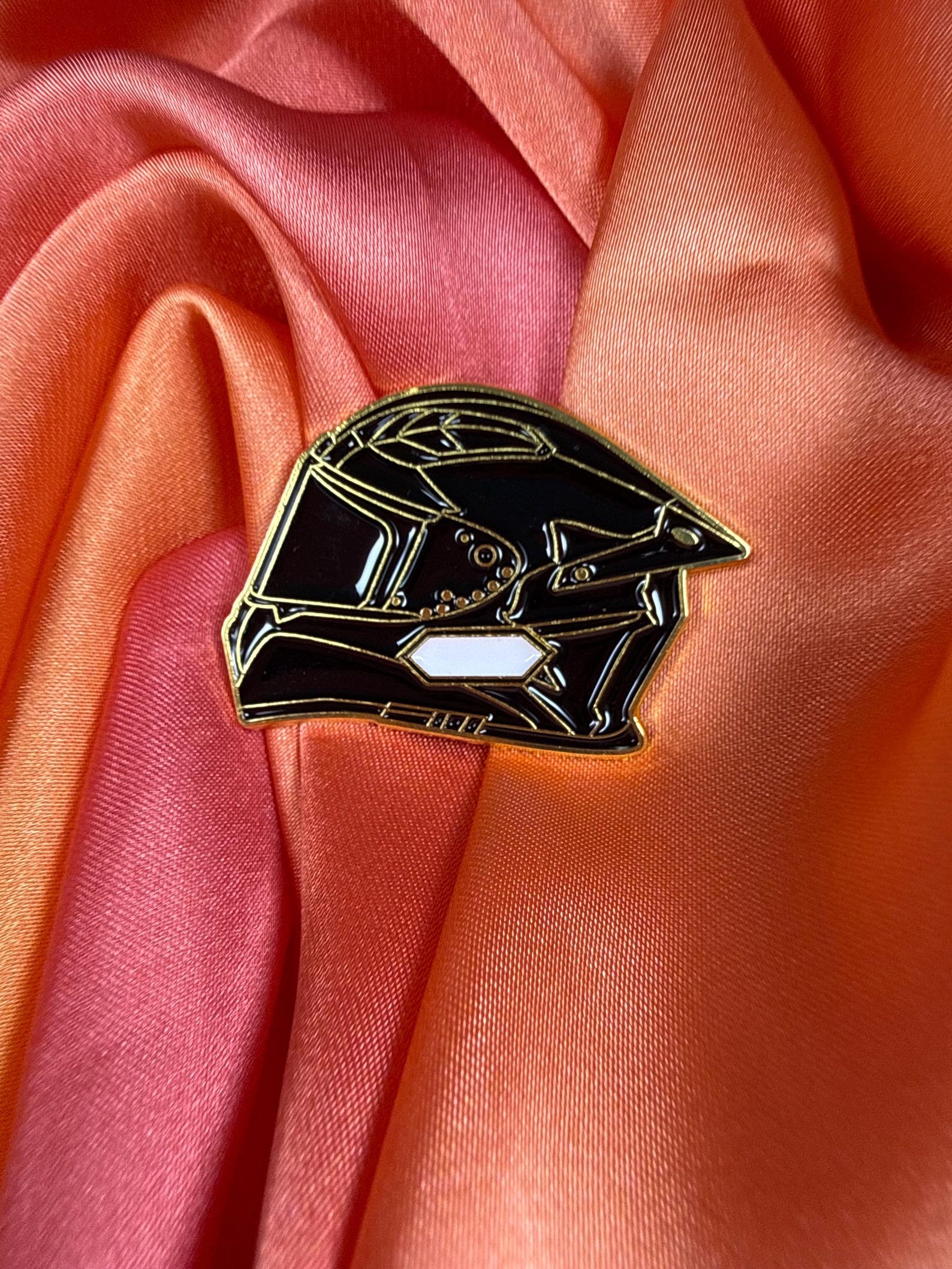 Black Racing Helmet Enamel Pin Badge | Pincredible