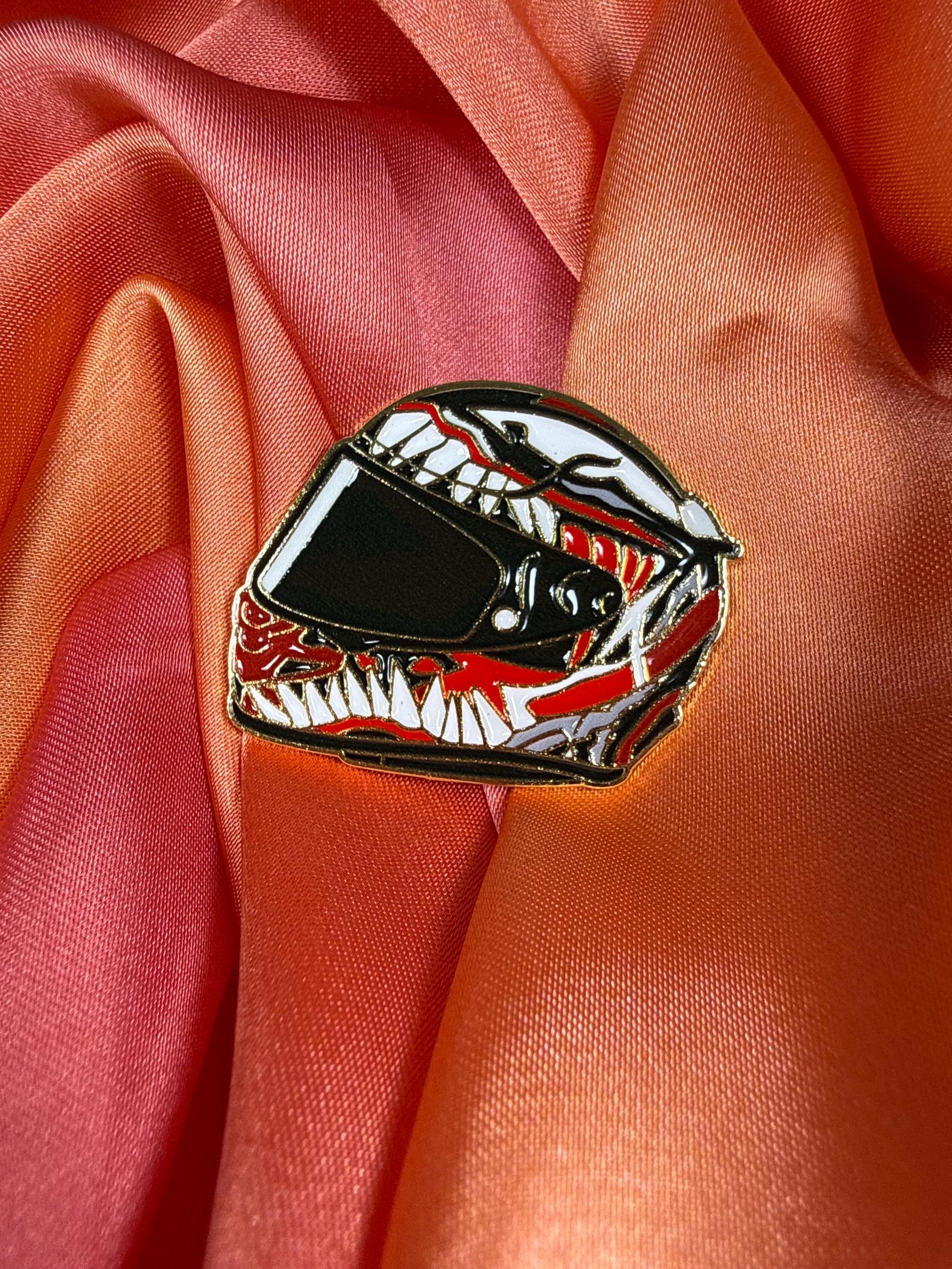 Shark Bite Racing Helmet Enamel Pin Badge | Pincredible