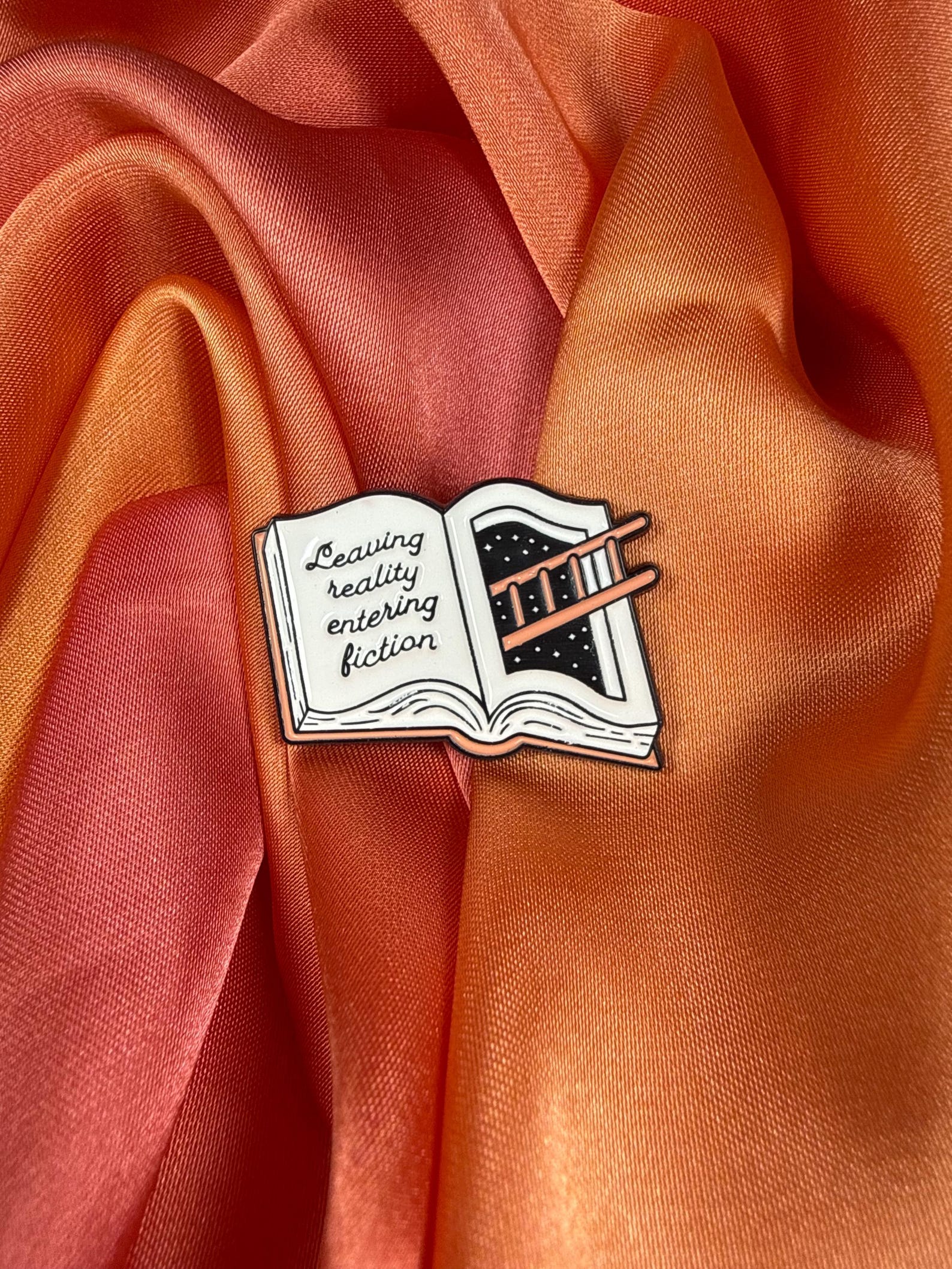 Leaving Reality Entering Fiction Enamel Book Pin | Pincredible