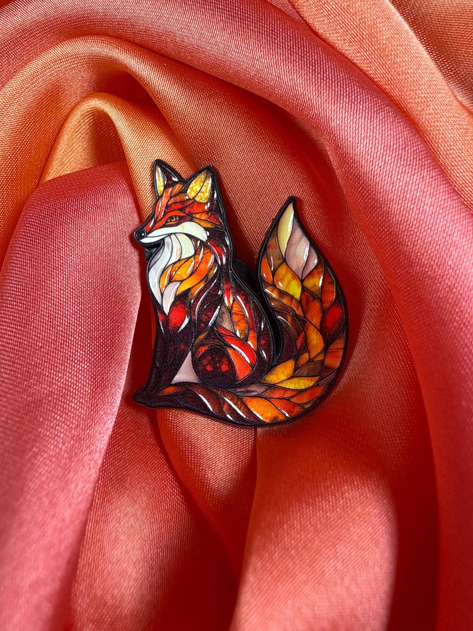 Stained Glass Fox Enamel Pin Badge | Pincredible
