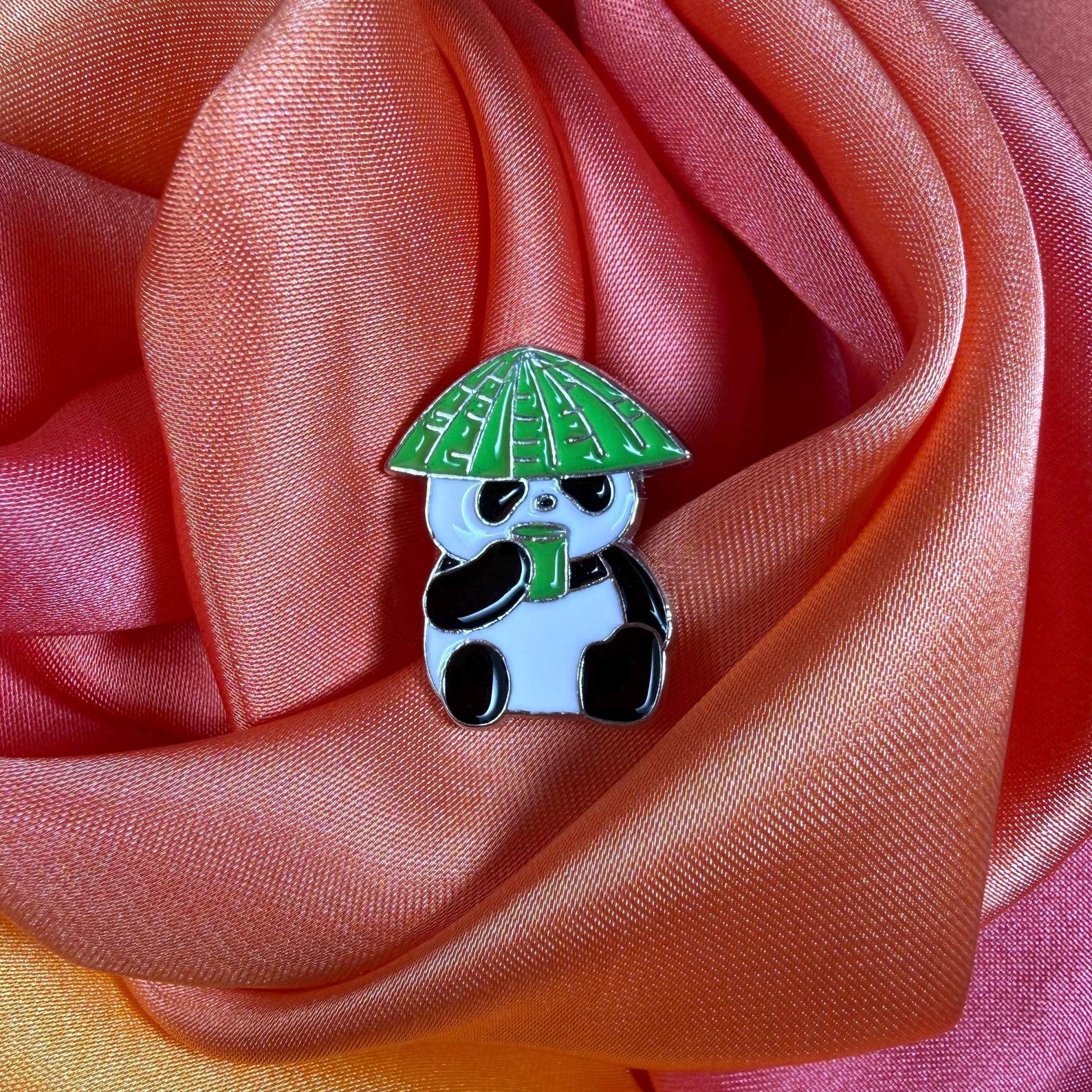 Grumpy Panda Bamboo Hat Enamel Pin Badge | Pincredible